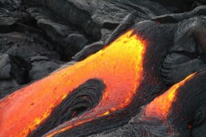 volcano eruption lava oozing out